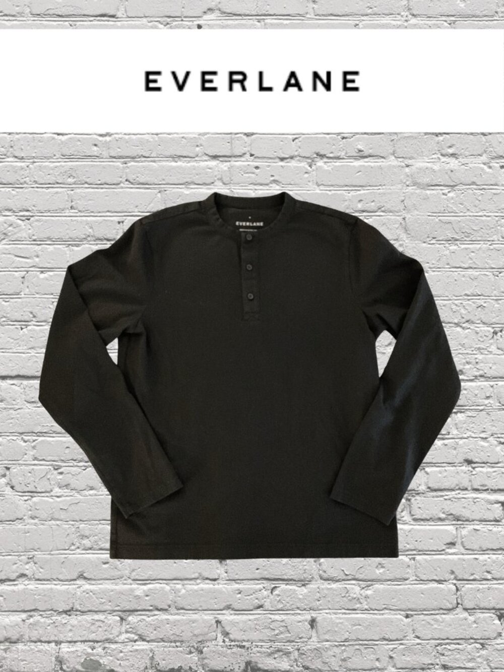 Everlane Men's Medium Black Long Sleeve Henley NWOT